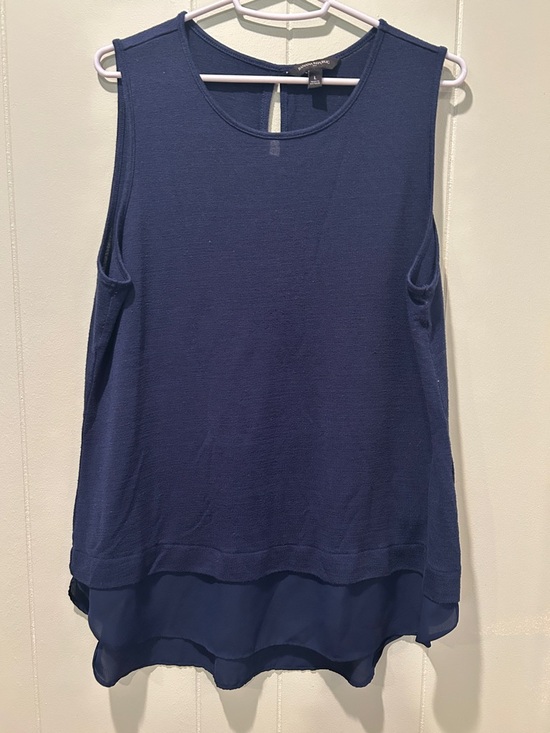Ann Taylor Tops - Banana Republic Navy Layered Tank with Chiffon Hem